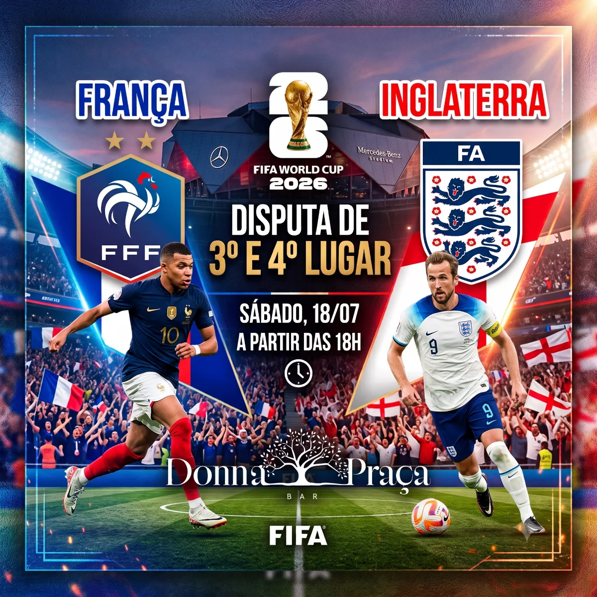 Disputa de 3º e 4º Lugar Copa do Mundo 2026 - França x Inglaterra