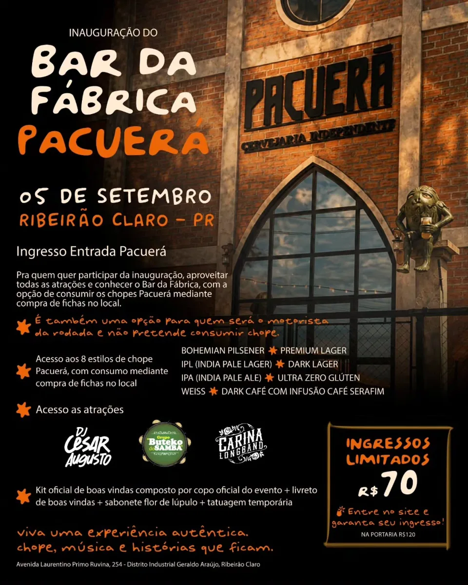 Inauguração da Cervejaria Pacuera em Ribeirão Claro - PR