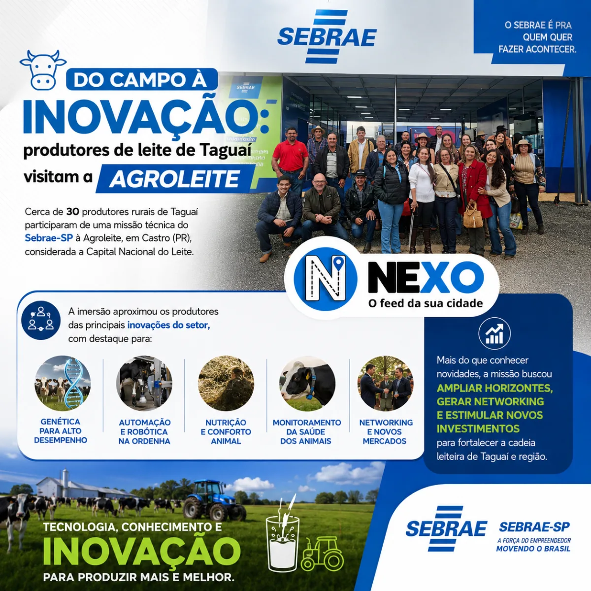Missão técnica do Sebrae-SP leva produtores de leite de Taguaí para Agroleite